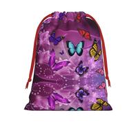 Purple Butterflies Ultra Soft Velvet Gift Bag, Comfortable To The Touch, Reusable