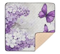 Purple Butterflies White Lilac Large Stylish Baby Gym & Activity Mat for Floor 1-Piecing Activity Entertainment Mat for Baby Kids Toddlers Infants, 50'' x 50''