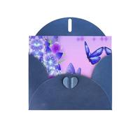 Purple Butterfly.1 Pearl Paper Holiday Greeting Card With Envelopes Weddings Party Birthday Invitations Wishes