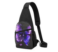 Purple Butterfly 1 Printed Chest Bag Sling Bag for Men Women, Outdoor Crossbody Fanny Packs Hiking Chest Packs Sport Daypacks