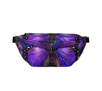 Purple Butterfly 1 Printed Waist Bag Adjustable Bum Bag Lightweight Travel Waist Fanny Pack Belt for Walking Cycling Hiking Travel