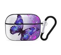 Purple Butterfly AirPods Pro Case Cover with Keychain Ring PC Hard Shell Protective Case for AirPods Pro 2nd for Women Men Generation Easy Open Full Drop Protection Cover Black-Style