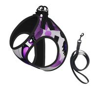 Purple Butterfly And Flower 1 Print Dog Harness Reflective Pet Vest Harness Puppy Harnesses Leash Set,For Walking Training