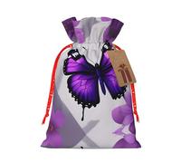 Purple Butterfly And Flower 1 Print Drawstring Pouch For Gifts,Reusable Adorable Gift Bags,Perfect For Jewelry And More