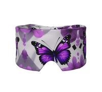 Purple Butterfly and Flower 1 Printed Slumber Eye Shield, Reversible Sleep Gear, Light Blocking Headwrap, for Travel Comfort
