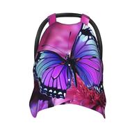 Purple Butterfly and Flower Baby Car Seat Canopy Cover, Multi Use Breathable Nursing Breastfeeding Covers for Mom Soft Stroller Sun Shade Newborn Shower Gift