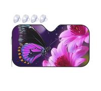 Purple Butterfly and Flower Car Windshield Sun Shade Foldable Car Front Window Sunshade for Sun, Heat and UV Rays, Auto Sun Blocker Visor Protector for Cars, SUVs Medium