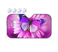 Purple Butterfly and Flower Car Windshield Sun Shade Foldable Car Front Window Sunshade for Sun, Heat and UV Rays, Auto Sun Blocker Visor Protector for Cars, SUVs Medium