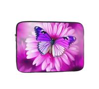 Purple Butterfly and Flower Laptop Case 15 inch, Shockproof Protective Computer Sleeve Cover Water Resistant Laptop Bag Carrying Tablet Cover Briefcase Handbags Gifts for Men Women