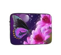 Purple Butterfly and Flower Laptop Case 17 inch, Shockproof Protective Computer Sleeve Cover Water Resistant Laptop Bag Carrying Tablet Cover Briefcase Handbags Gifts for Men Women