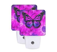 Purple Butterfly and Flower Print Night Lights,Night Light Plug in Wall,Night Lights for Adults,Hallway,Kitchen, Plug in Night Lights for Bedroom, Corridor