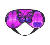 Purple Butterfly and Flower Print Soft Eye Mask â€“ Elastic Nighttime Shade, Light-Proof Blindfolds for Plane, Yoga, Travel
