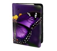 Purple Butterfly And Flower Print Stylish Men Women 5.5 Inch Passport Travel Document Wallet For Secure Storag, Black, One Size