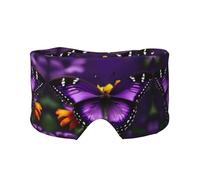 Purple Butterfly and Flower Printed Slumber Eye Shield, Reversible Sleep Gear, Light Blocking Headwrap, for Travel Comfort