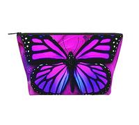 Purple Butterfly and Flower Travel Makeup Bag - Trapezoidal Portable Cosmetic Organizer Bag - Durable, Spacious, and Versatile