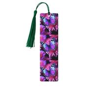 Purple Butterfly and Flower Wooden Bookmark for Men Women, Handmade Wood Bookmark Craft with Tassel Pendant Unfinished Wood Tag Book Mark Gifts Bookmarks Hanging Labels for Book Lovers