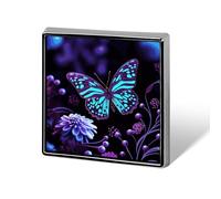 Purple Butterfly And Flowers Button Pin Funny Cute Brooch Pins Personalized Square Lapel Pin Badges Alloy Pinback Button Badge Novelty Backpack Pins for Jackets Hat Bags Chrismas Birthday Gift
