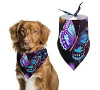 Purple Butterfly and Flowers Dog Bandana Triangle Dog Scarf Washable Polyester Dog Bibs Cute Pet Bandana for Medium Large Dogs Puppy and Cats