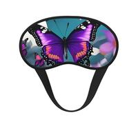 Purple Butterfly and Flowers Print Sleep Mask for Side Sleepers Cup-Shaped Blackout Eye Mask Shades Cover for Men and Women