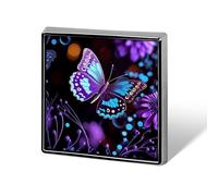 Purple Butterfly And Flowers Square Badges Metal Memorial Pins Exquisite Button Badge Lapel Pins Fashion Square Brooch Crafts Gifts Clothes Decorative Pin for Adult Brooch