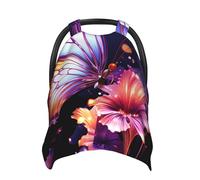 Purple Butterfly Baby Car Seat Canopy Cover, Multi Use Breathable Nursing Breastfeeding Covers for Mom Soft Stroller Sun Shade Newborn Shower Gift