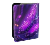 Purple Butterfly Background Printed Passport Holder,Travel Pu Leather Passport Cover Case Organiser for Men Women,6.5 Inch
