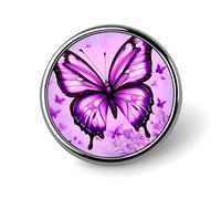 Purple Butterfly Badges Circle with Button Design, Personalized Picture Pin Brooches, Round Badge Holders for Decorate Hat Shirt Clothing Bag Accessories