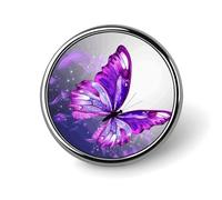 Purple Butterfly Badges Pin, Personalized Exquisite Round Badge, 1 Inch Button Pins for Women And Men, Decorative Metal Round Brooch for Clothing, Backpacks, And Hats