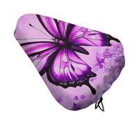 Purple Butterfly Bike Seat Cover Waterproof Oxford Fabric, Universal Adjustable Bicycle Saddle Cover with Drawstring Easy Install Protective Rain Dust Covers for Women Men