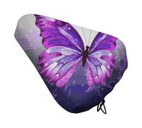 Purple Butterfly Bike Seat Rain Cover Waterproof Dustproof Bikes Saddle Cushion Soft Bicycle Seat Pad Covers with Drawstring for Men Women