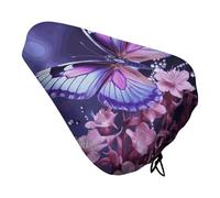 Purple Butterfly Bike Seat Rain Cover Waterproof Dustproof Bikes Saddle Cushion Soft Bicycle Seat Pad Covers with Drawstring for Men Women