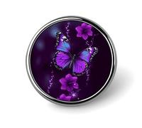 Purple Butterfly Button Pin,Design Your Own Personalized Pin Back Button Badges Exquisite Round Badge Travel Brooch Metal Decorative Pins for Hat Clothes Backpack