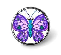 Purple Butterfly Button Pin Round Alloy Lapel Pins Badges Novelty Funny Enamel Pins Button Lapel Personalized Pinback Button Badges Cute Brooche Pin for Backpacks Jackets Bags