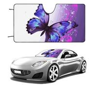Purple Butterfly Car Windshield Sun Shade Keep Car Interior Cool 55"x30" Folding Front Window Sun Shade, Heat Shield for SUV, Truck, Blocks UV