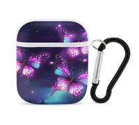 Purple Butterfly Earphone Case Cover Compatible with AirPods 1&2 Shockproof Bluetooth Headset Case White-style
