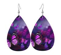 purple butterfly earrings for women double sided teardrop leather earrings lightweight dangle earrings for women ear accessories jewelry fashion birthday gift