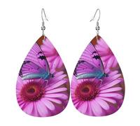 purple butterfly earrings for women leather earrings teardrop shape double sided lightweight ear accessories fashion jewelry birthday gift