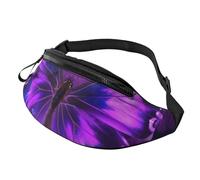 Purple Butterfly Fanny Pack for Men Women, Waterproof Sports Waist Bag Fashion Belt Bag Crossbody Bags Hip Bum Bag with Adjustable Strap Large Sling Bag Purse for Travel Hiking