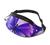 Purple Butterfly Fanny Pack for Men Women, Waterproof Sports Waist Bag Fashion Belt Bag Crossbody Bags Hip Bum Bag with Adjustable Strap Large Sling Bag Purse for Travel Hiking