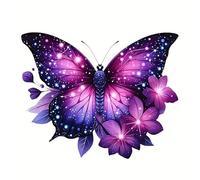 Purple Butterfly Floral Leaf PVC Vinyl Car Decals Stickers Waterproof Self-Adhesive Decals for Cars, Laptops, Trucks, Motorcycles Wall Window Luggage Scratch Cover Door Decor Sticker