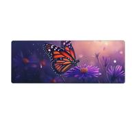 Purple Butterfly Flower Mouse Pad In Big Extended Non-Slip Rubber Base Mousepad With Stitched Edges Gaming Pc Desktop Large Mouse Pad 11.8x31.5