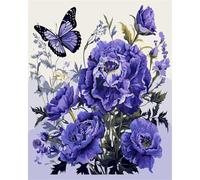 Purple Butterfly Flower Paint by Numbers for Adults,Without Frame Canvas Oil Painting Kit for Beginners DIY Acrylic Pigment Painting by Numbers Art Craft for Home Wall Decor - 18x24 inch