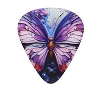 Purple Butterfly FlowersGuitar Picks, 12-Piece Pattern Set, Three Different Thicknesses for Acoustic Electric Guitar and Other Instruments