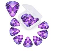 Purple Butterfly Guitar Picks 12 Pack with Organizer Box, 0.46 0.71 0.96 mm Includes Thin Medium Heavy Thickness,Abstract Guitar Pick Plectrums for Electric Guitar Ukulele Bass