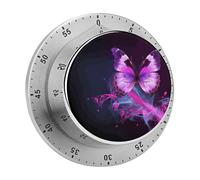 Purple Butterfly Kitchen Timer Chef Cooking with Loud Alarm Mechanical Desk Timer Magnetic