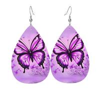 Purple Butterfly Leather earrings, European and American style earrings for young women, birthday gifts/Valentine's Day gifts
