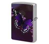 Purple Butterfly Lighter Case Copper Lighter Cover Custom Metal Protective Lighters Sleeve Without Insert Personalized Reusable Shell Standard Size Gift for Men Women