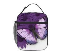 Purple Butterfly Lunch bag Insulated Lunch Box for Women Men Reusable Lunch Tote Bag Leakproof Lunch Cooler Bag Portable Food Handbags for Travel Work Picnic