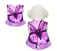 Purple Butterfly M Pet Apparel for Small Dogs-Cute Summer Outfit for Puppy, Soft Breathable Pet Clothes for Cat