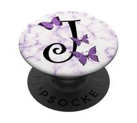 Purple Butterfly Monogram Letter J Initial Butterflies PopSockets PopGrip: Swappable Grip for Phones & Tablets PopSockets Adhesive PopGrip